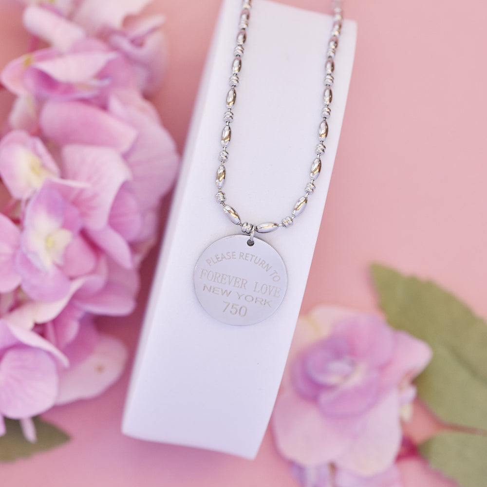 Stainless steel engraved disc necklace - SSYN4720