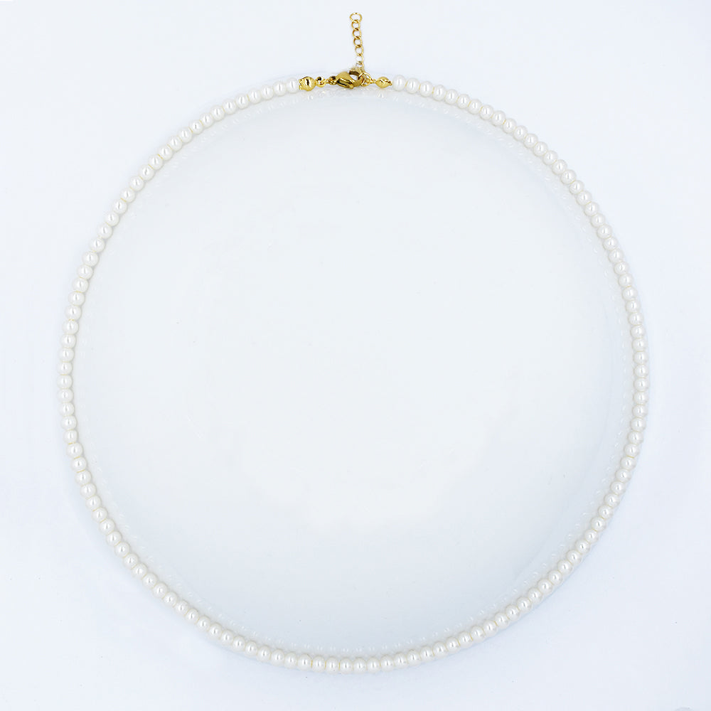 Stainless steel 4mm pearl necklace - Length: 50 cm + 5 cm extension chain - SSYN4793