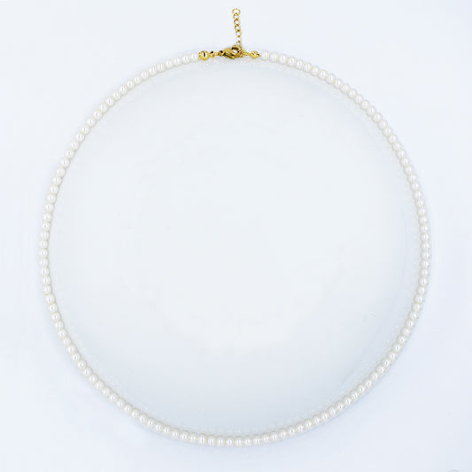 Stainless steel 4mm freshwater pearl necklace - Length: 50 cm + 5 cm extension chain