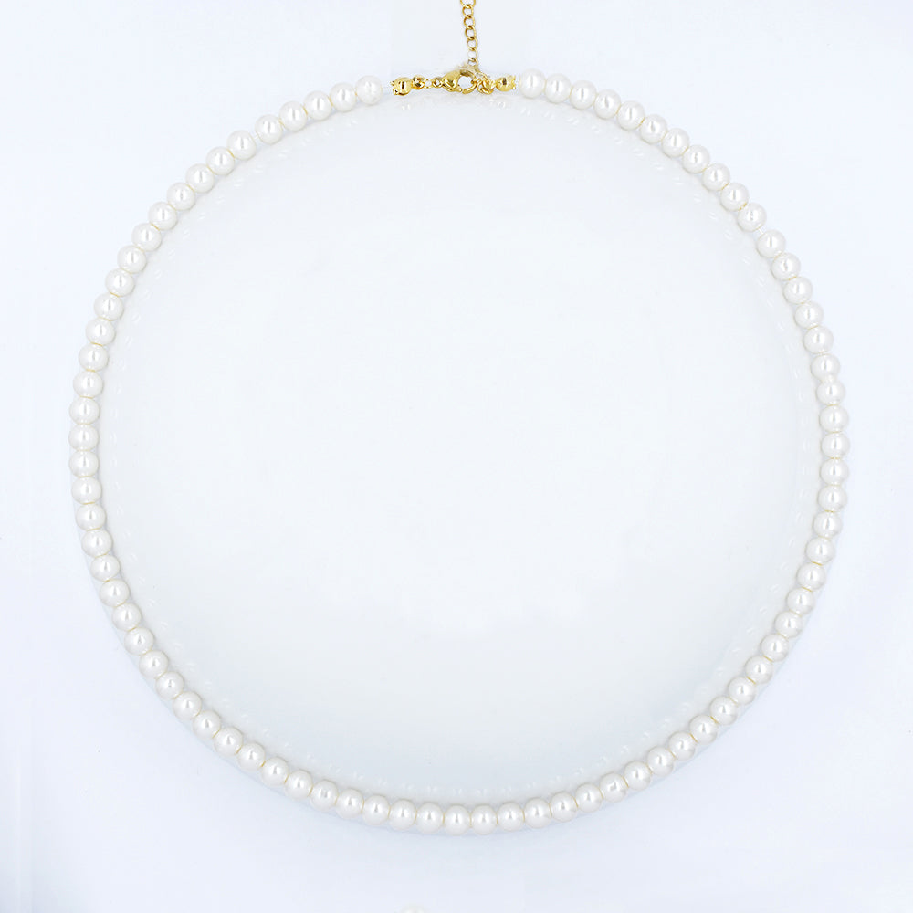 Stainless steel 6mm pearl necklace - Length: 50 cm + 5 cm extension chain - SSYN4794
