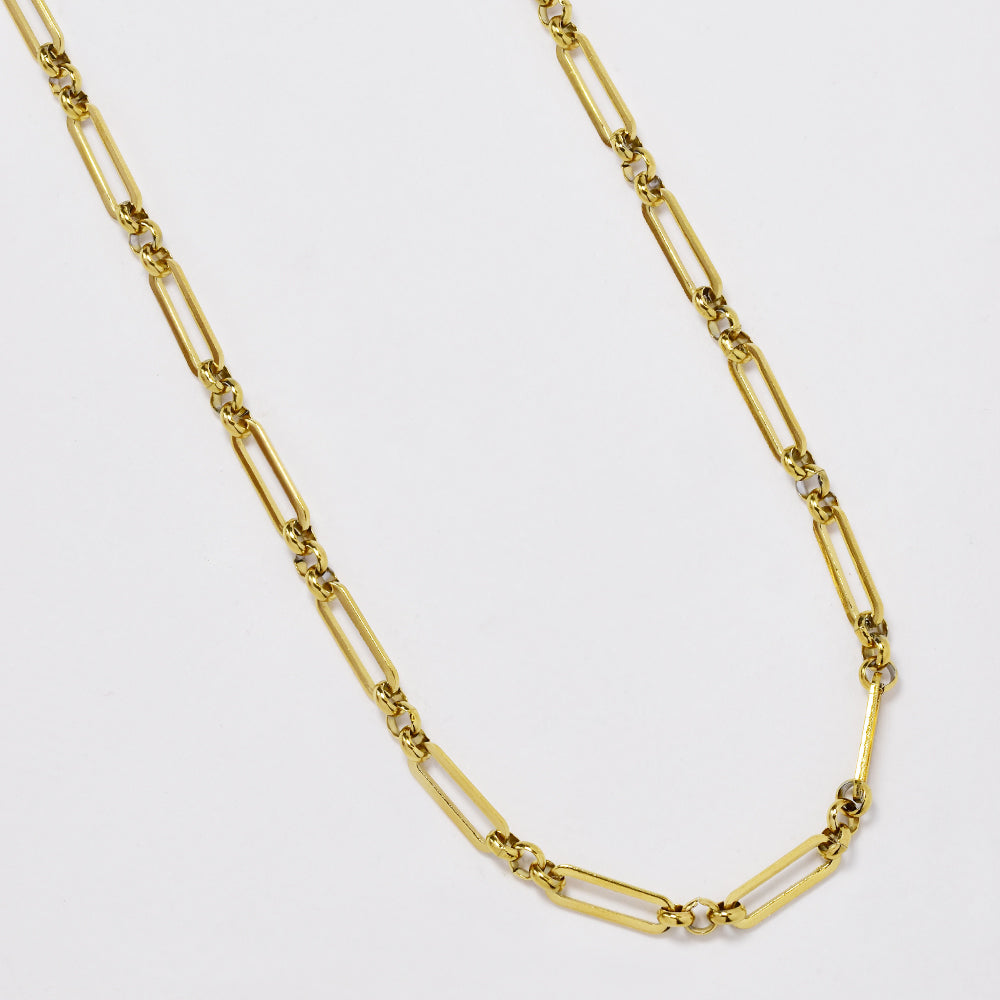 Stainless steel gold plated 45cm paper clip link toggle chain necklace - SSYN4995