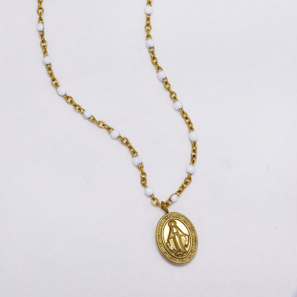 Stainless steel 40+5.5cm colour enamel beads chain - SSYN5174
