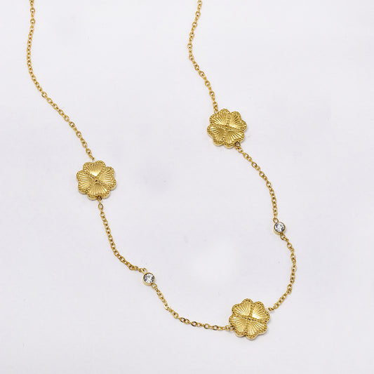 Stainless steel gold clover necklace