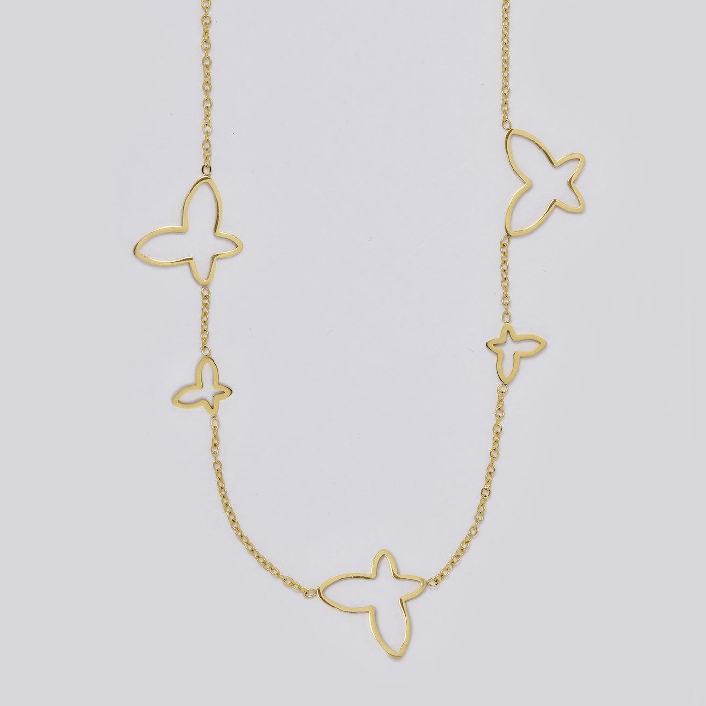 Stainless steel gold cutout butterfly necklace - SSYN5471