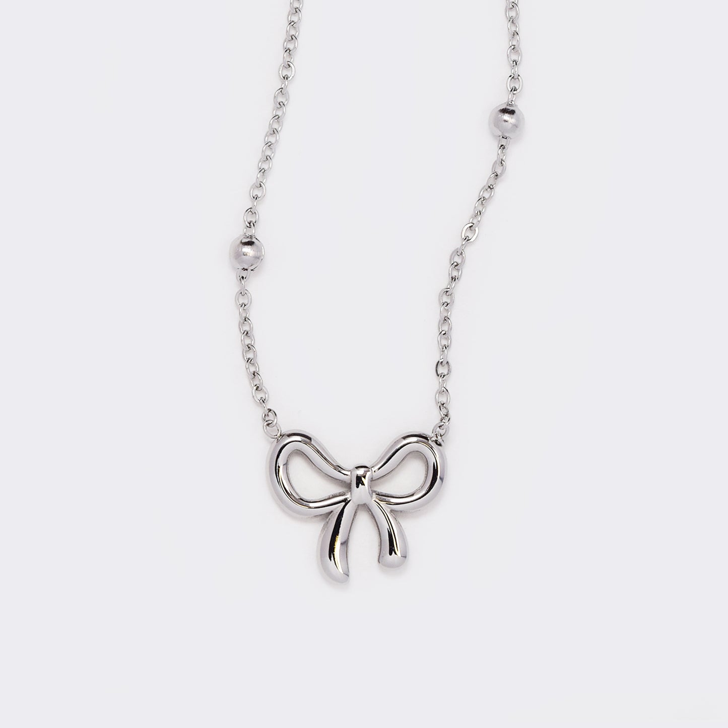 Steel bow and ball chain necklace - SSYN5548