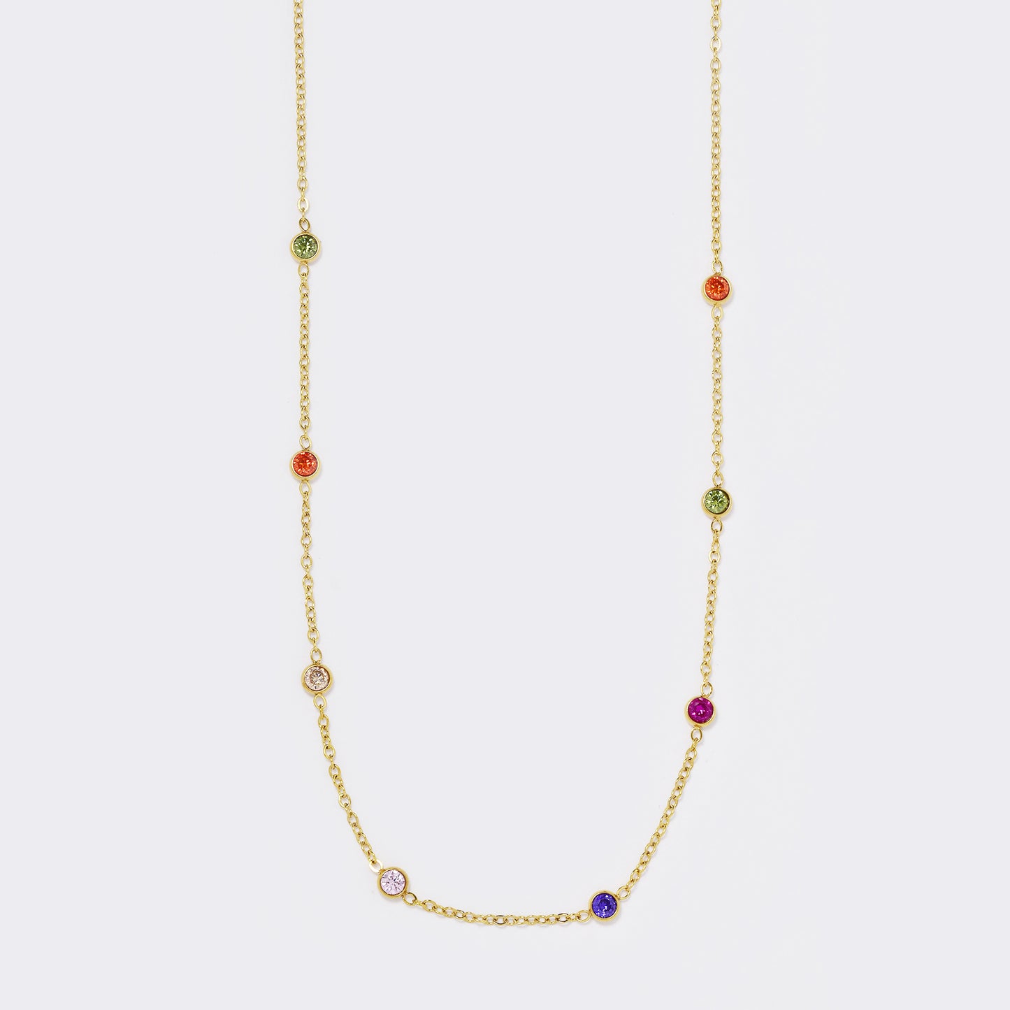 Stainless steel multi colour stone necklace - SSYN5573