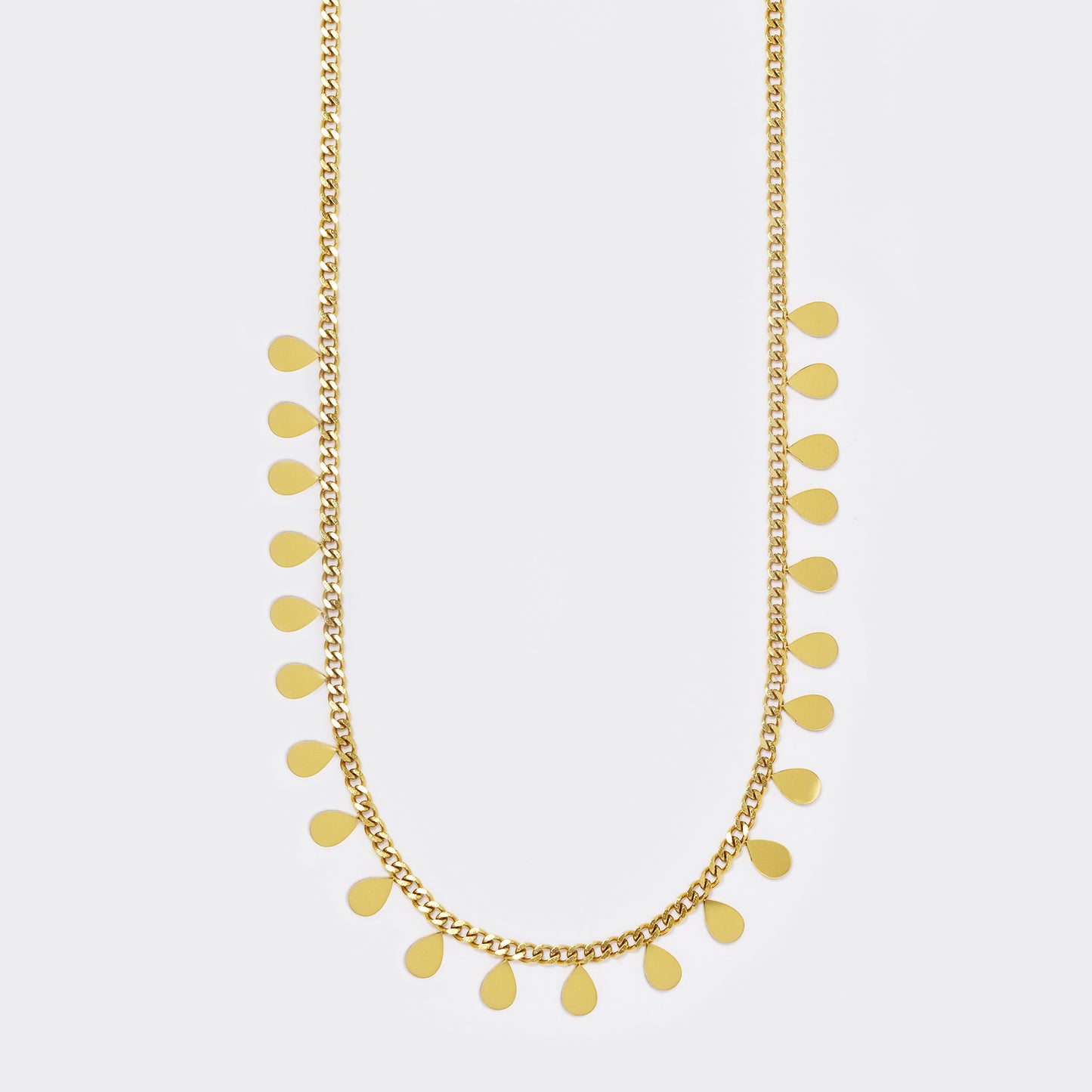 Stainless steel teardrop disk charm necklace - SSYN5577