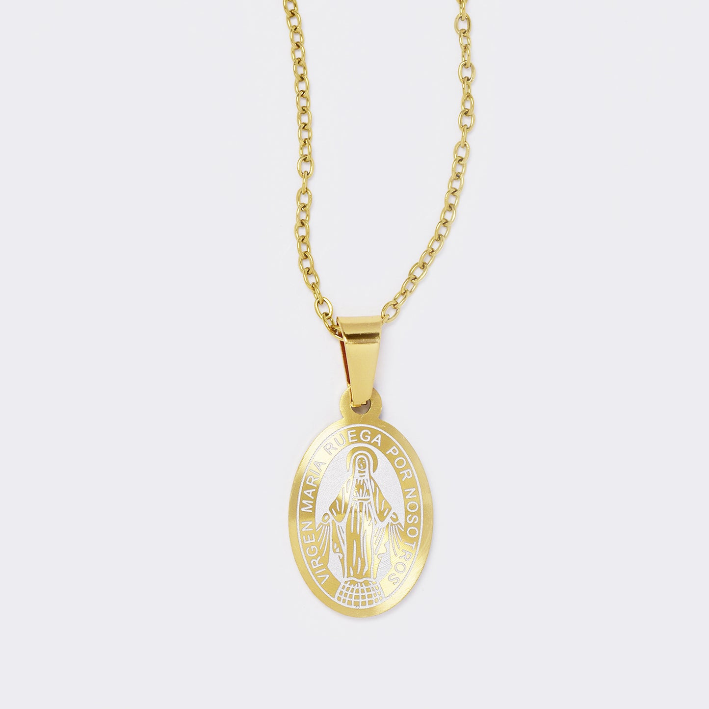Stainless steel two tone Virgin Mary necklace - SSYN5633
