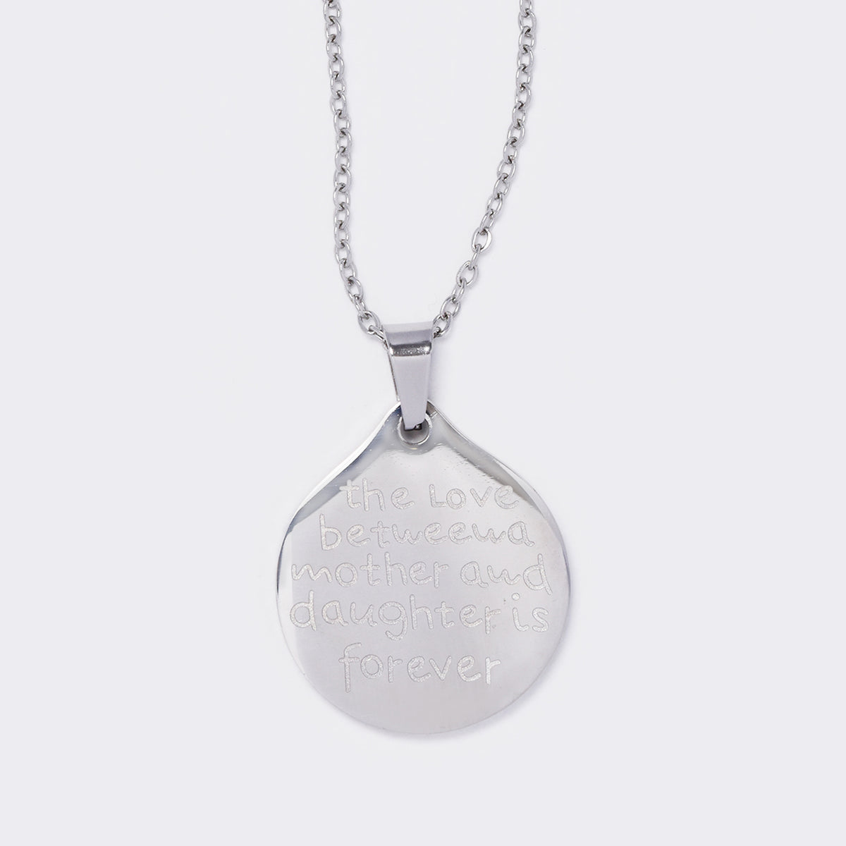 Stainless steel mother and daughter love inscription necklace - SSYN5634
