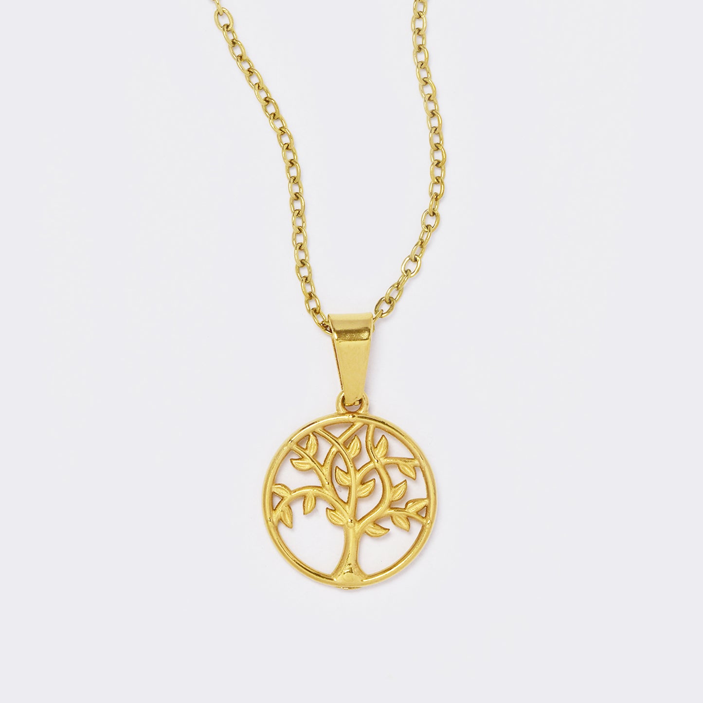 Stainless steel gold cutout tree of life necklace - SSYN5635