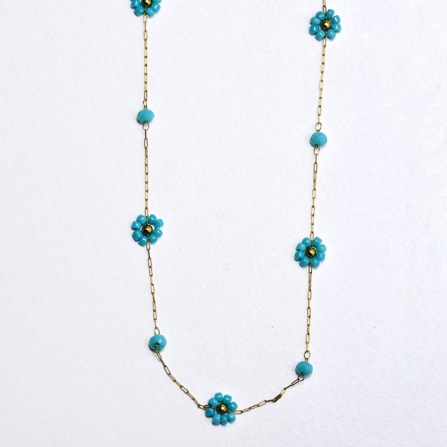 Steel flower bead necklace - SSYN5834
