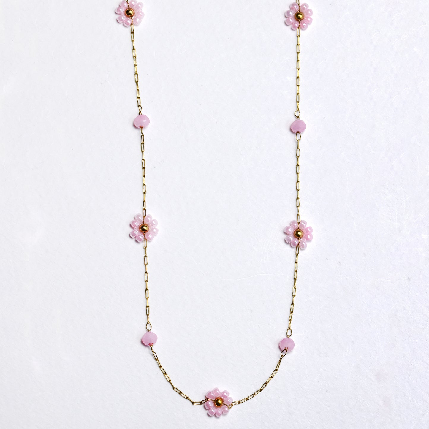 Steel flower bead necklace - SSYN5834