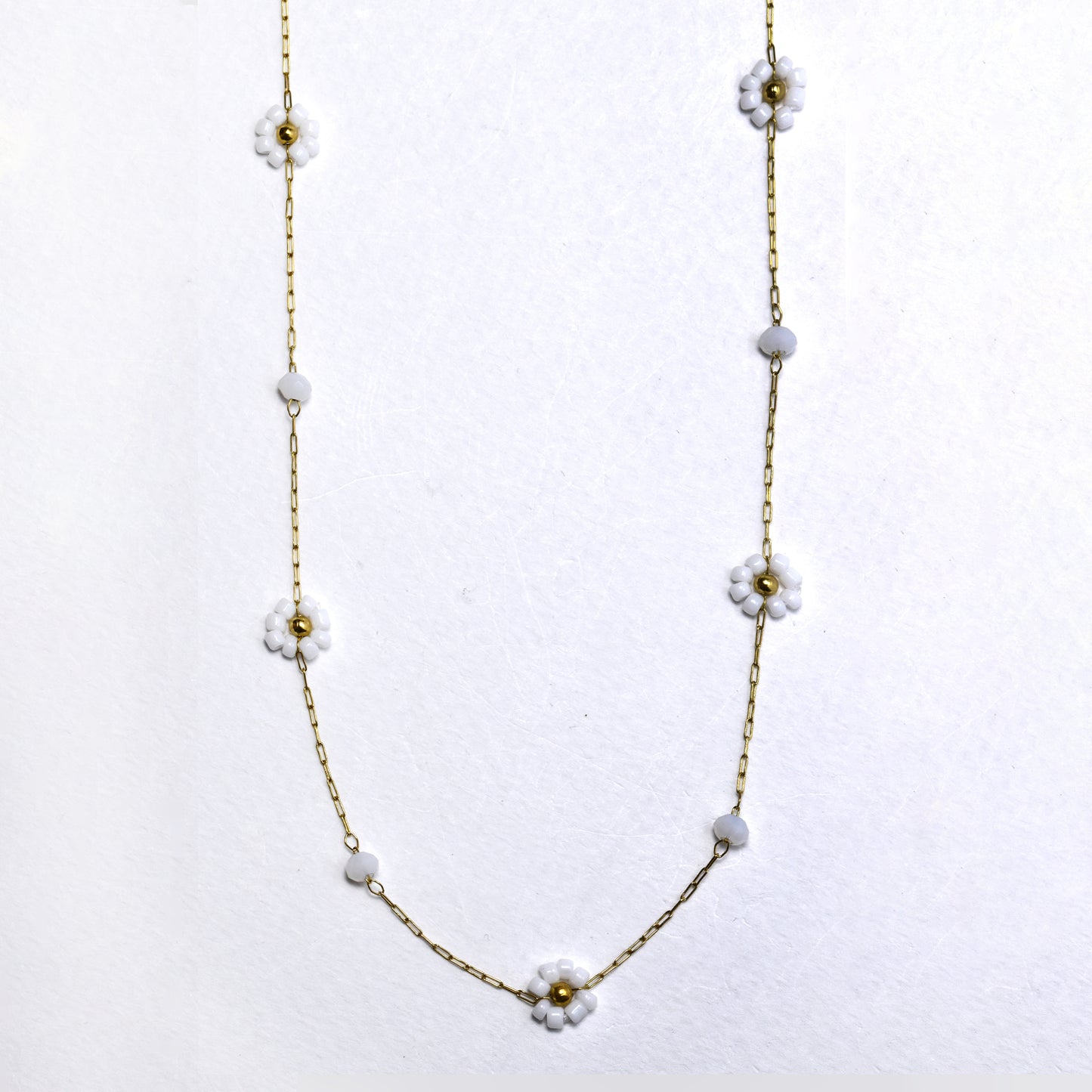 Steel flower bead necklace - SSYN5834