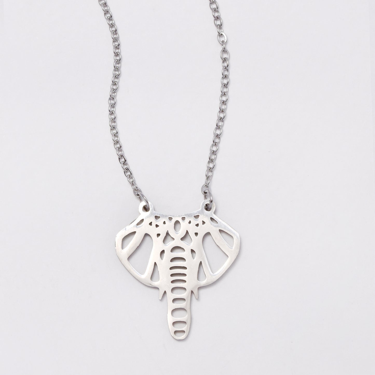 SSYN5883 - Steel cutout elephant head necklace