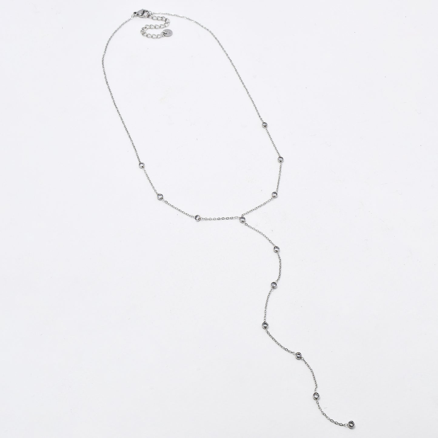 SSYN5956 - St Steel 40.5+5cm CZ drop necklace