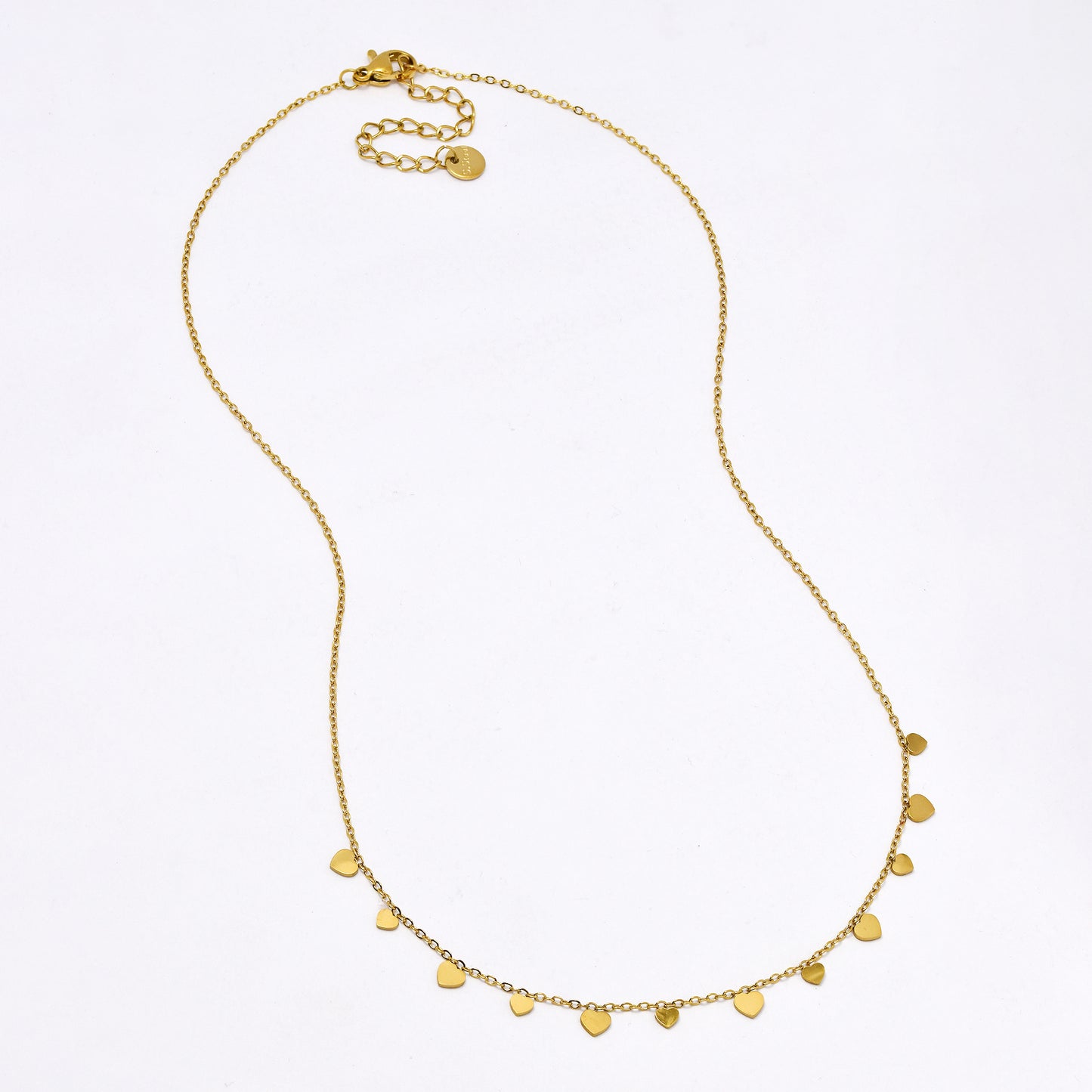 SSYN6053 - St steel 42cm + 5cm heart disk necklace