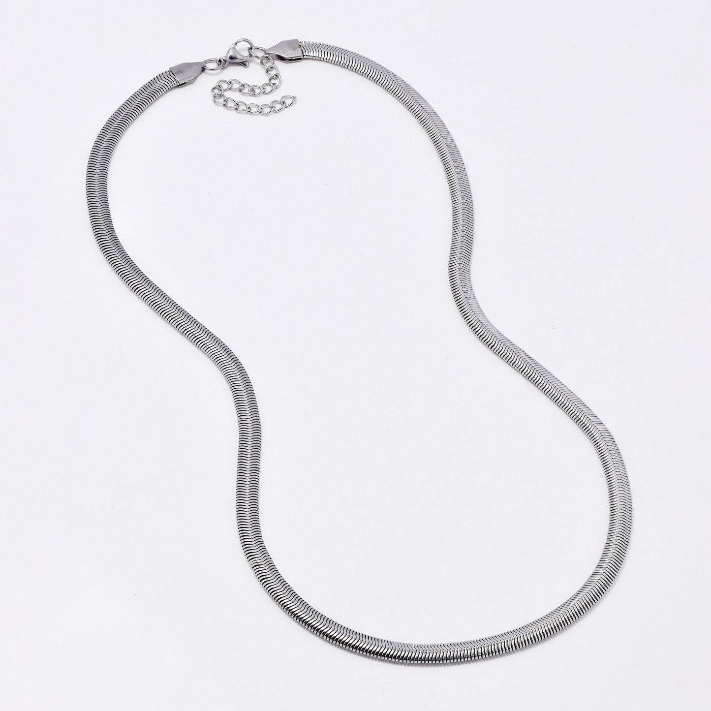 SSYN6380 - Steel 46cm + 5cm x 5mm snake chain necklace