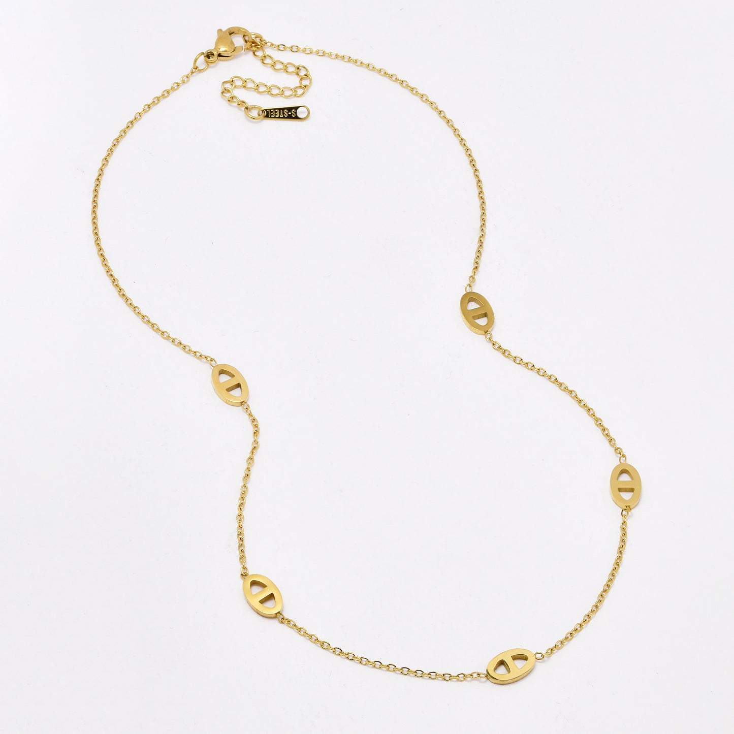 SSYN6392 - S Steel 39.5cm + 5cm mariner necklace