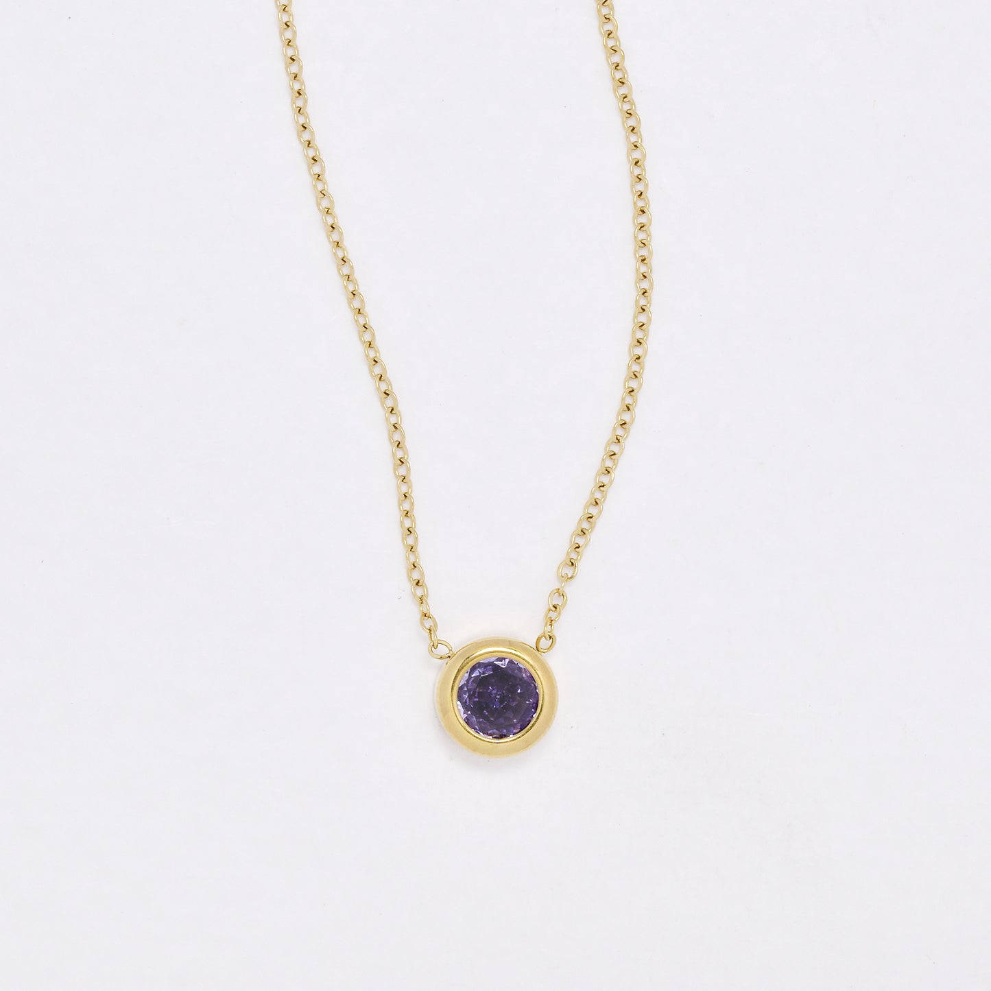 SSYN6410 - St Steel round colour CZ necklace necklace