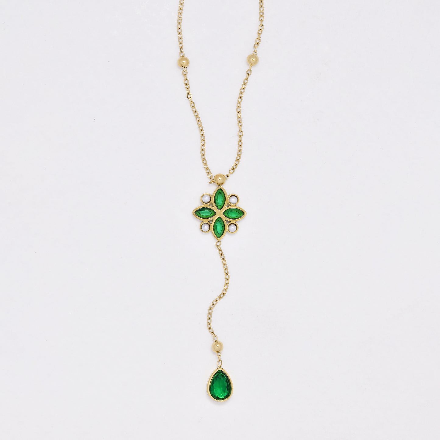 SSYN6411 - St Steel flower drop necklace