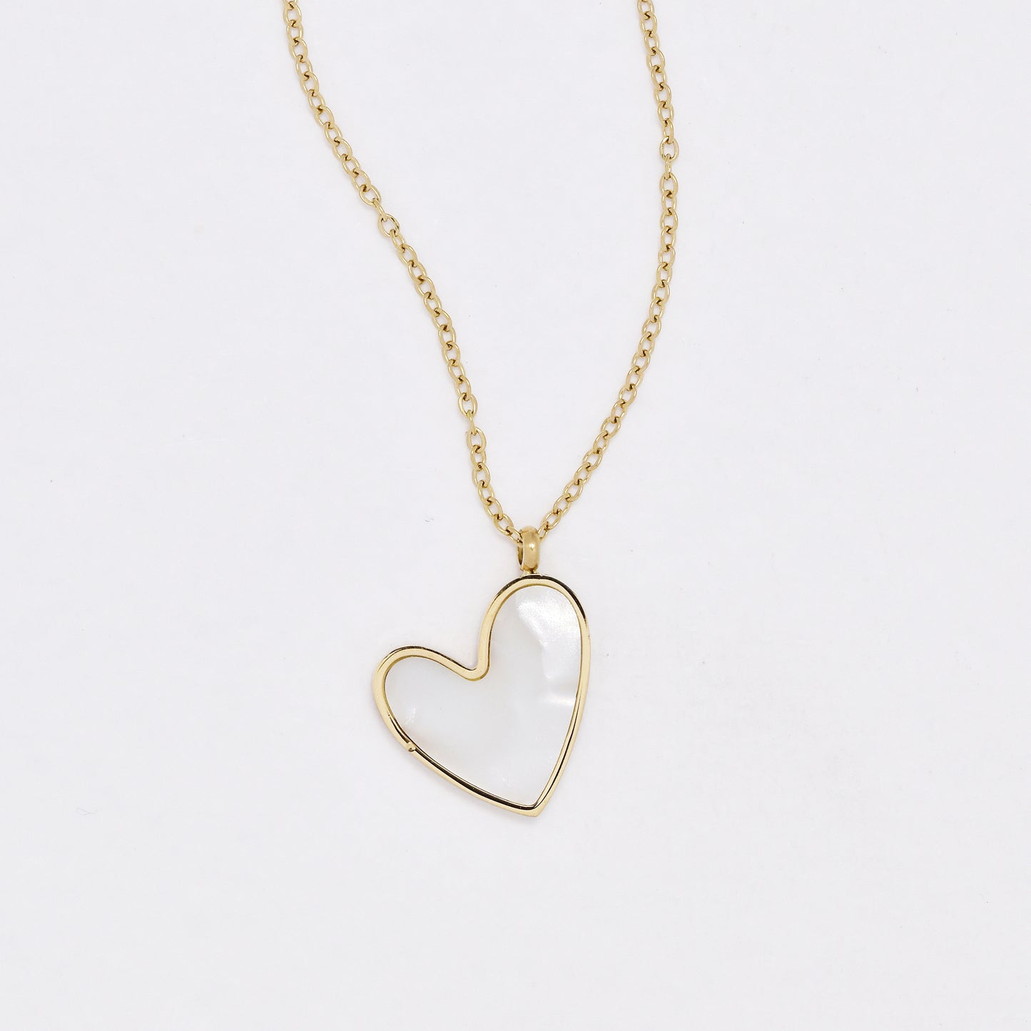 SSYN6412 - St Steel mother of pearl necklace