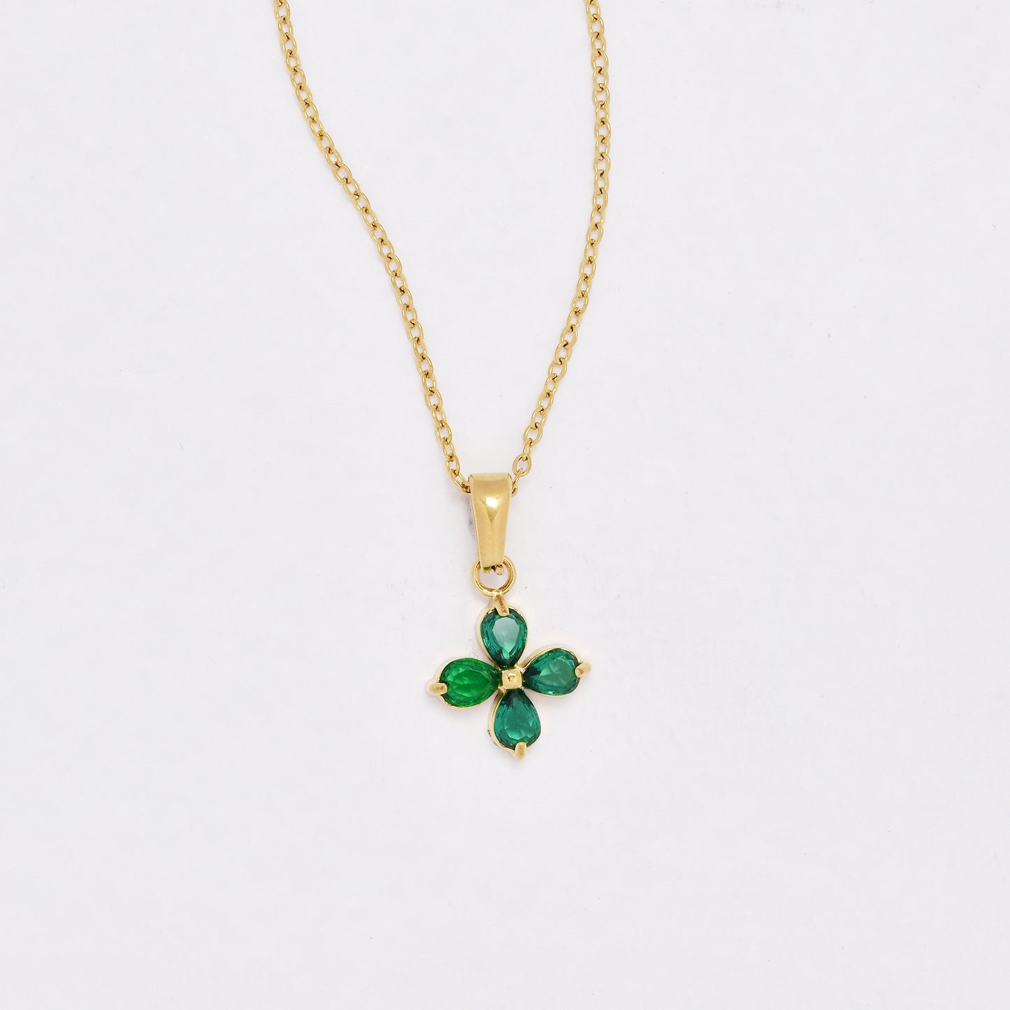 SSYN6418 - St Steel CZ flower necklace