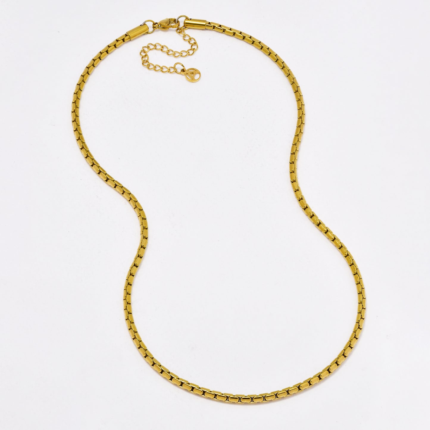 SSYN6431 - St Steel 45cm + 6cm x 3mm chunky box necklace