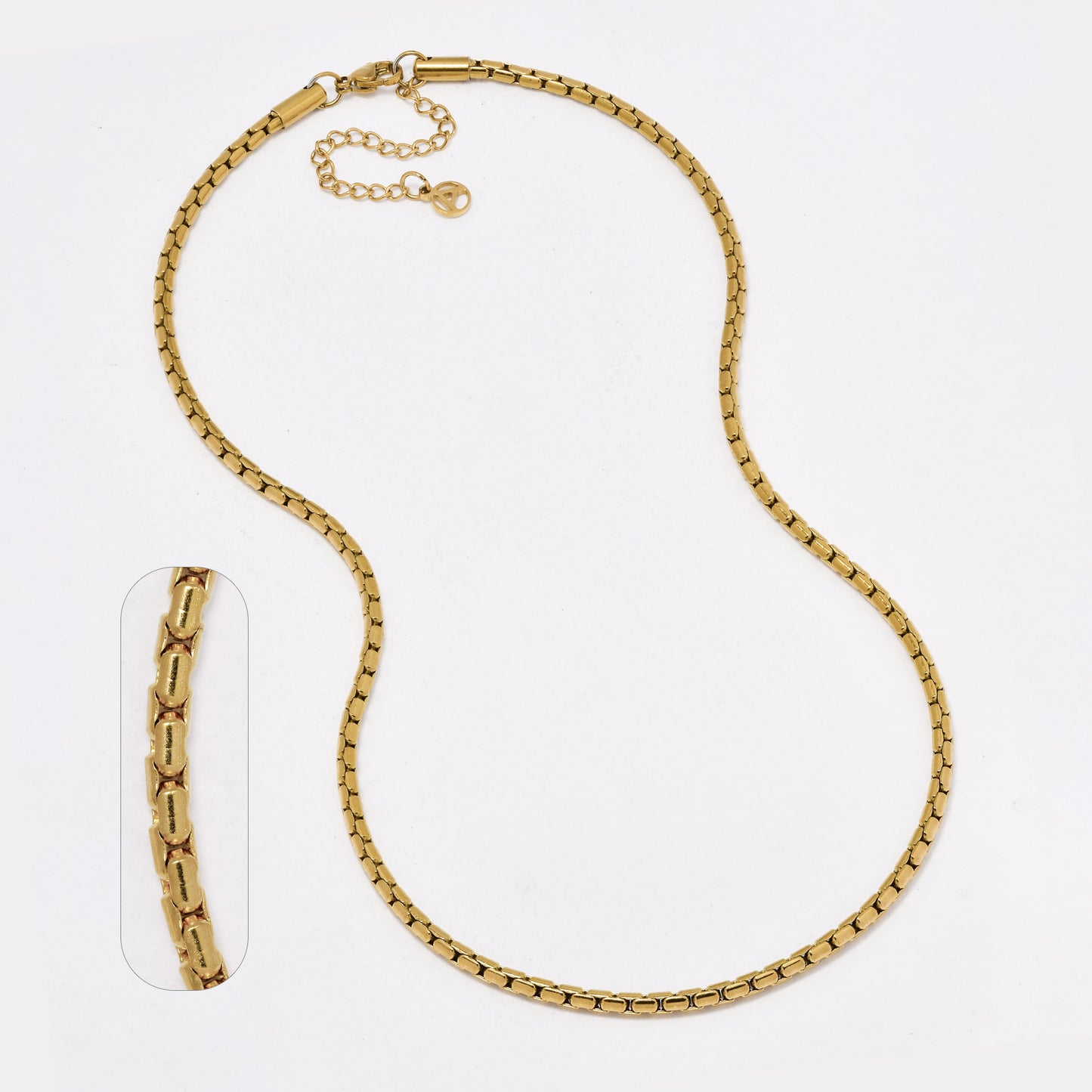 SSYN6431 - St Steel 45cm + 6cm x 3mm chunky box chain