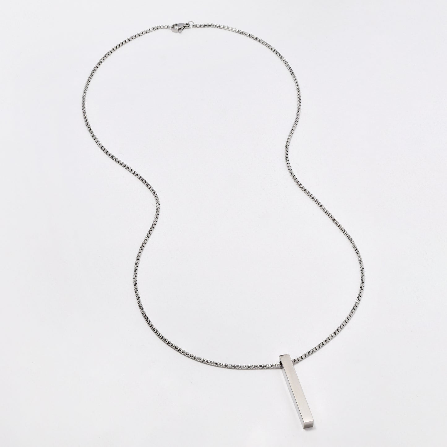 SSYN6433 - St Steel 60cm x 2mm rectangular bar pendant necklace