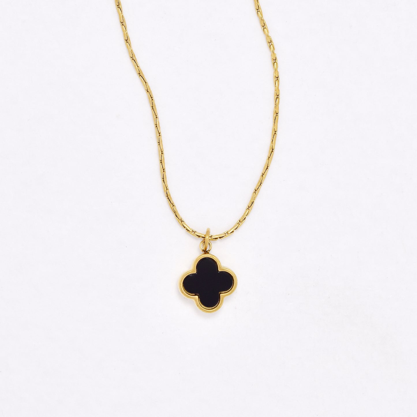 SSYN6479 - St Steel 40cm + 5cm flower necklace