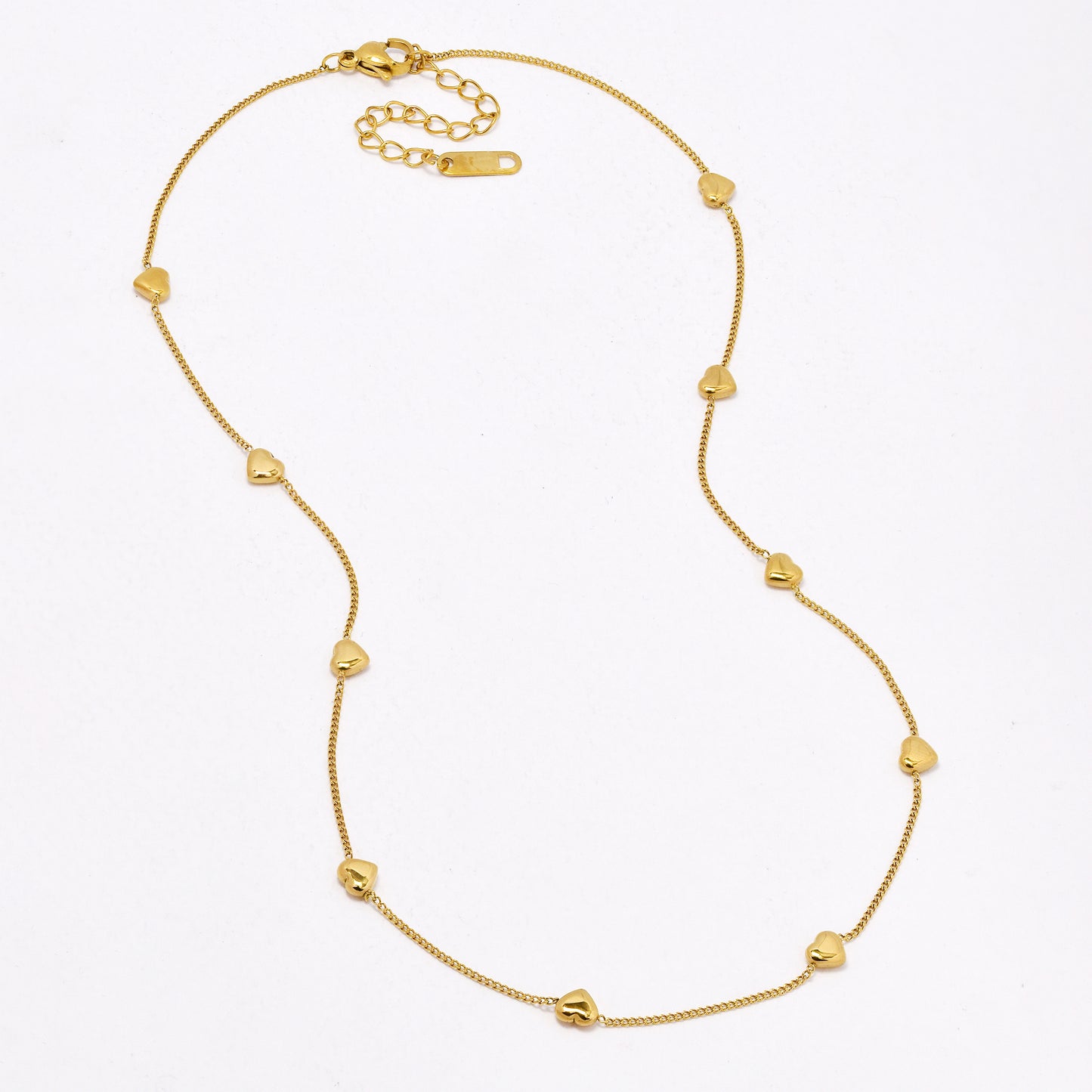 SSYN6480 - St Steel 40cm + 5cm heart charm necklace