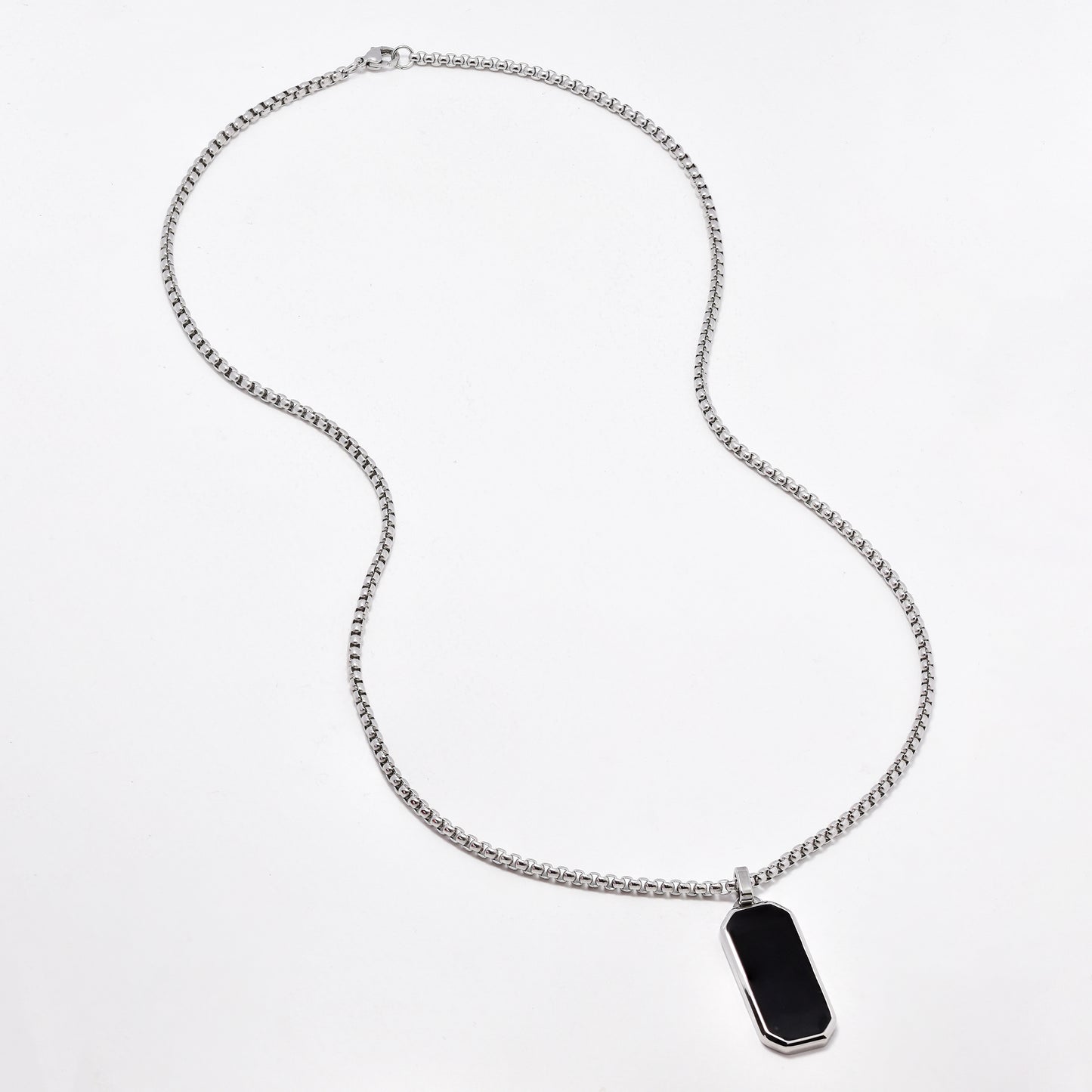 SSYN6481 - St Steel 60cm x 3mm rectangular disk necklace