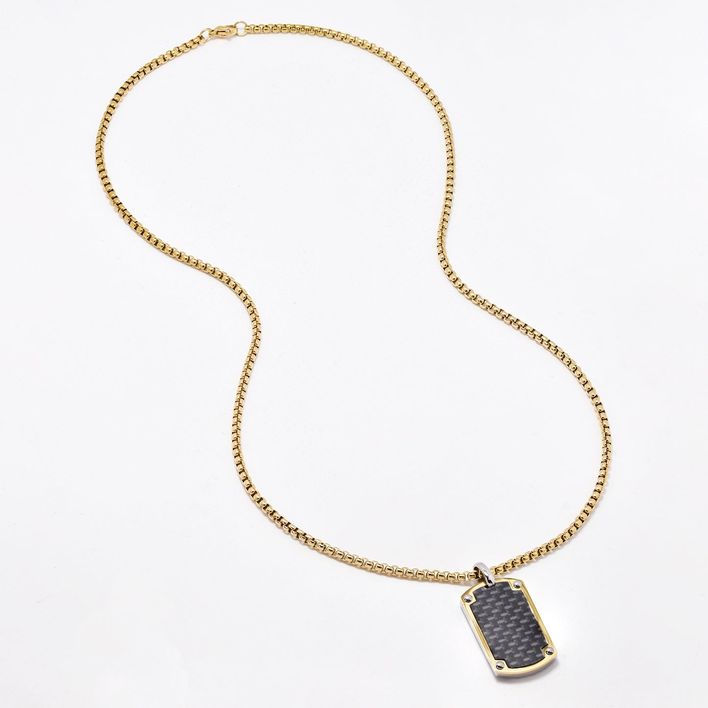 SSYN6482 - St Steel 60cm x 3mm 2 tone carbon fibre necklace