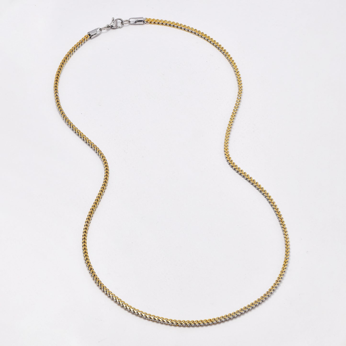SSYN6496 - St Steel 60cm x 3mm 2 tone box necklace