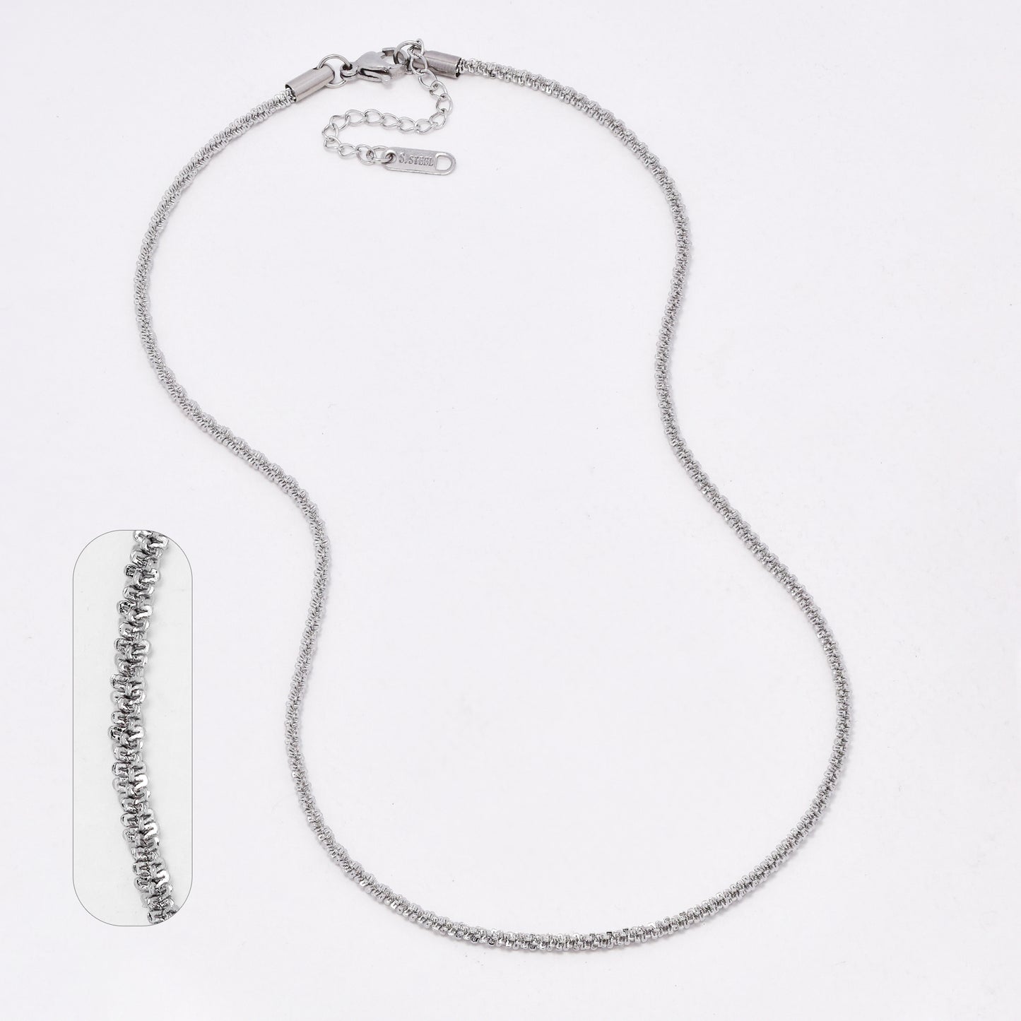 SSYN6549 - St Steel 44cm + 4.5cm x 2.5mm fancy link necklace