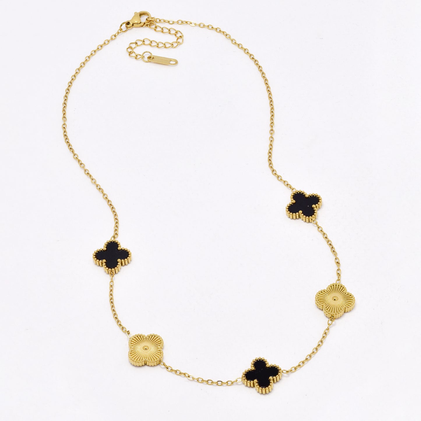 SSYN6562 - St Steel four-leaf clover necklace