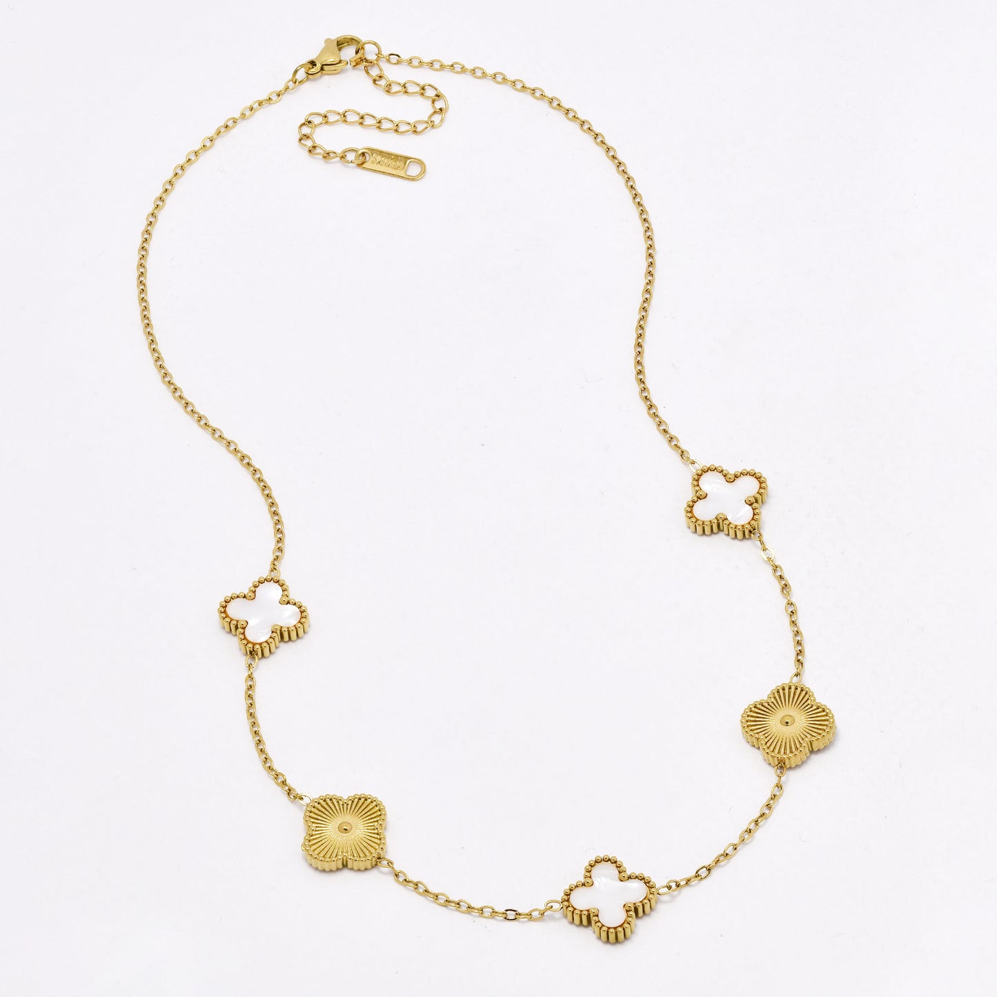 SSYN6562 - St Steel four-leaf clover necklace