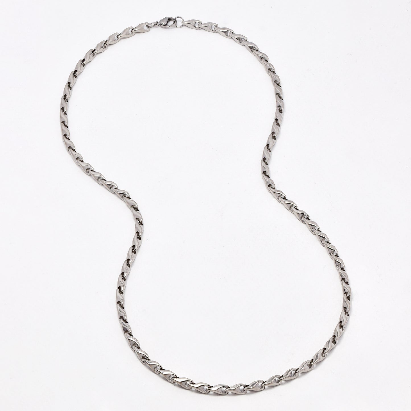 SSYN6582 - St Steel 60cm x 5mm thick fancy link necklace
