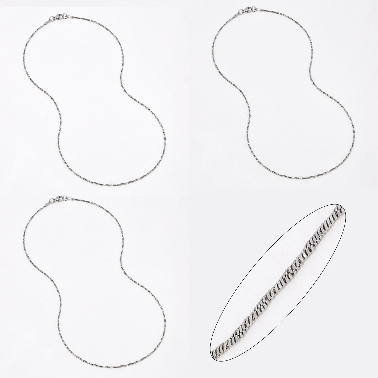 SSYN6631 - St Steel 3 pack 45cm x 1mm twisted snake chain