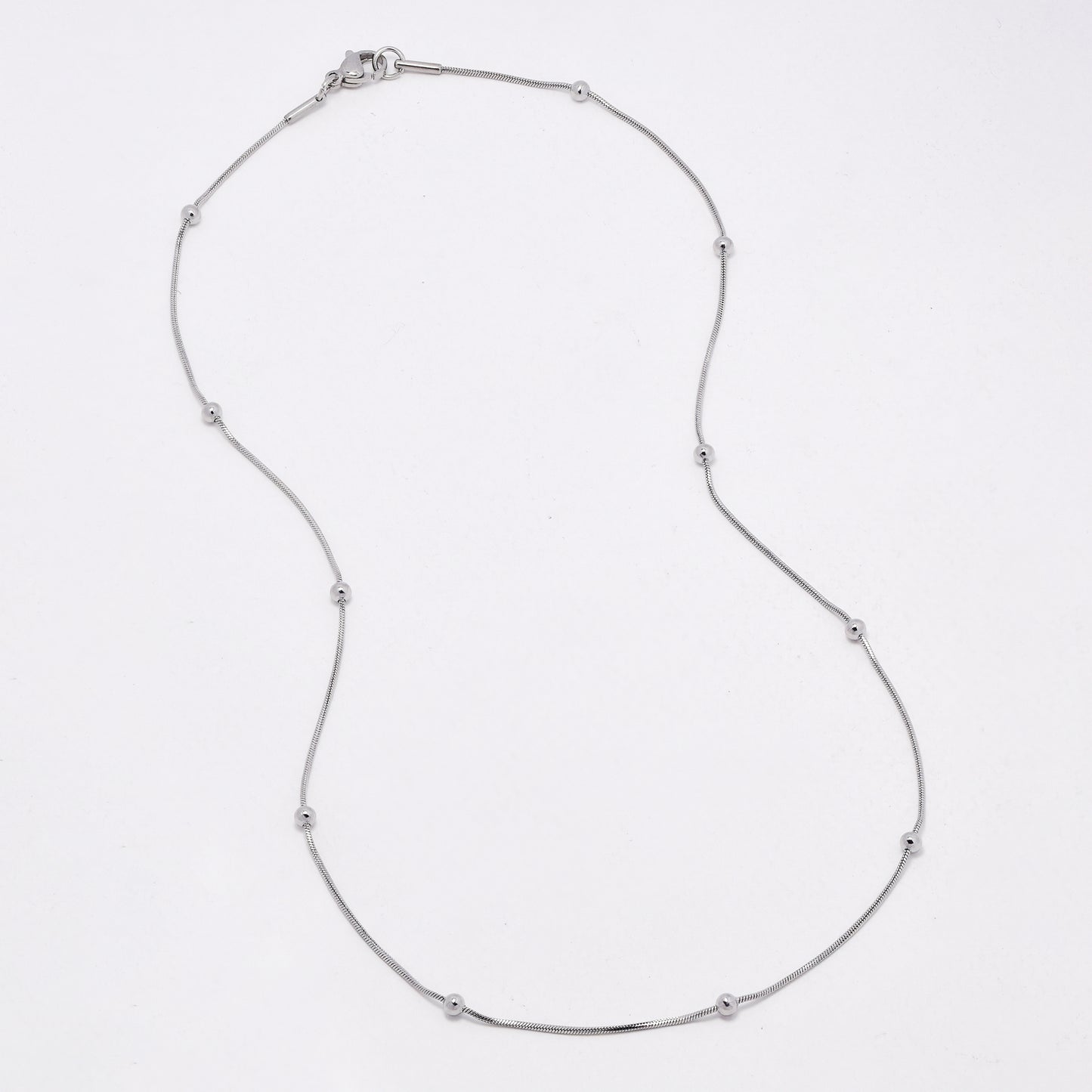 SSYN6633 - St Steel 3 pack 44.7cm x 1mm snake & ball necklace