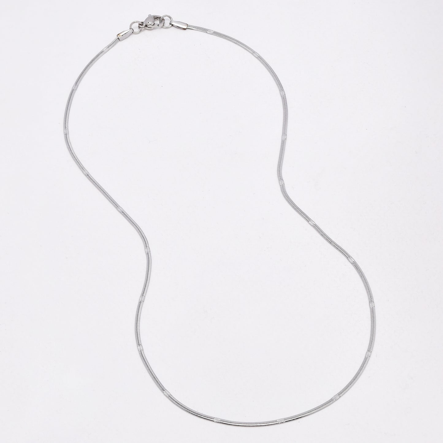 SSYN6634 - St Steel 3 pack 45cm x 1.8mm stamped herringbone necklace