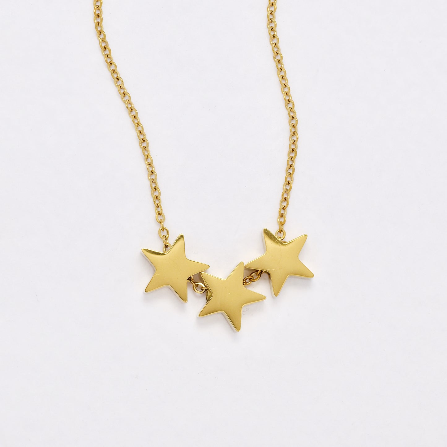 SSYN6689 - St Steel 43.5cm + 6cm 3 star necklace