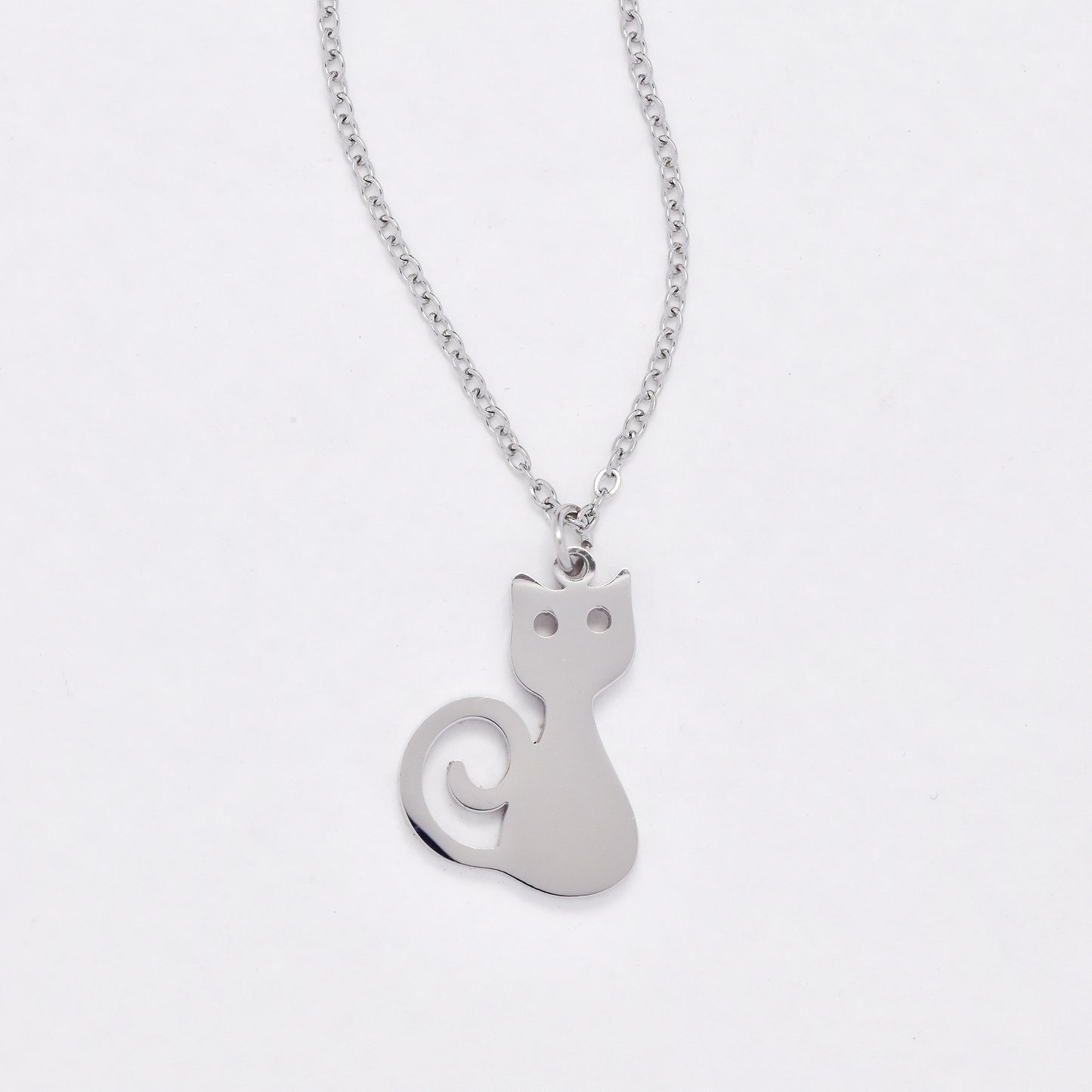 SSYN6690 - St Steel 43.5cm + 5cm cat necklace