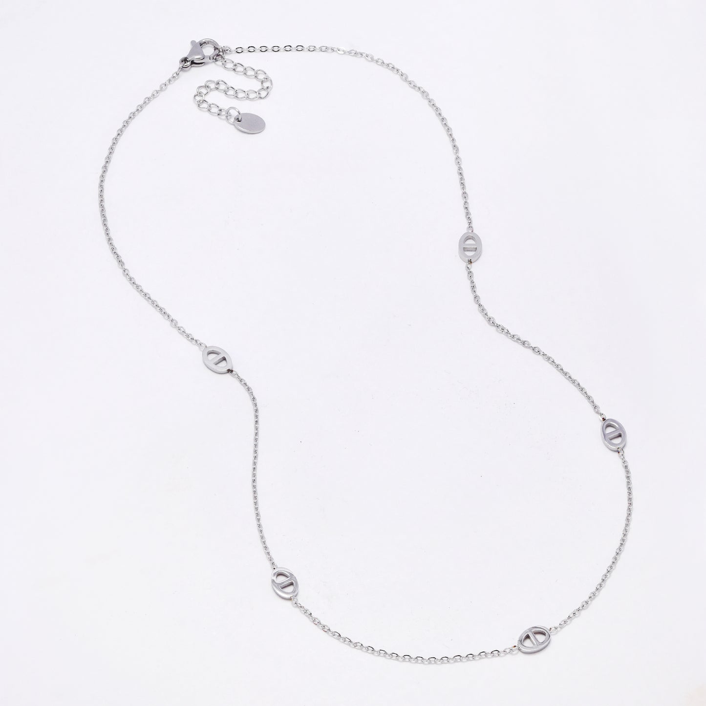 SSYN6882 - Steel 42cm + 5cm mariner necklace