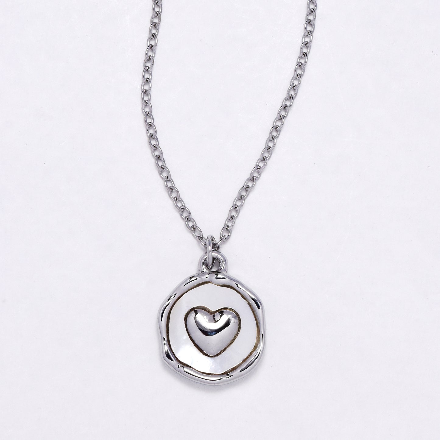SSYN6888 - Steel enamel heart necklace