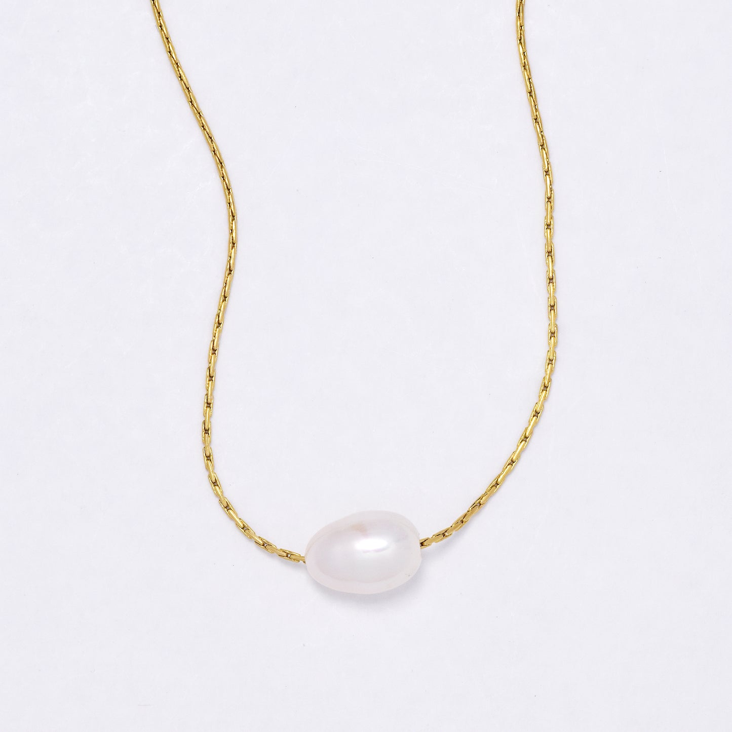 SSYN6908 - Steel freshwater pearl neckalce