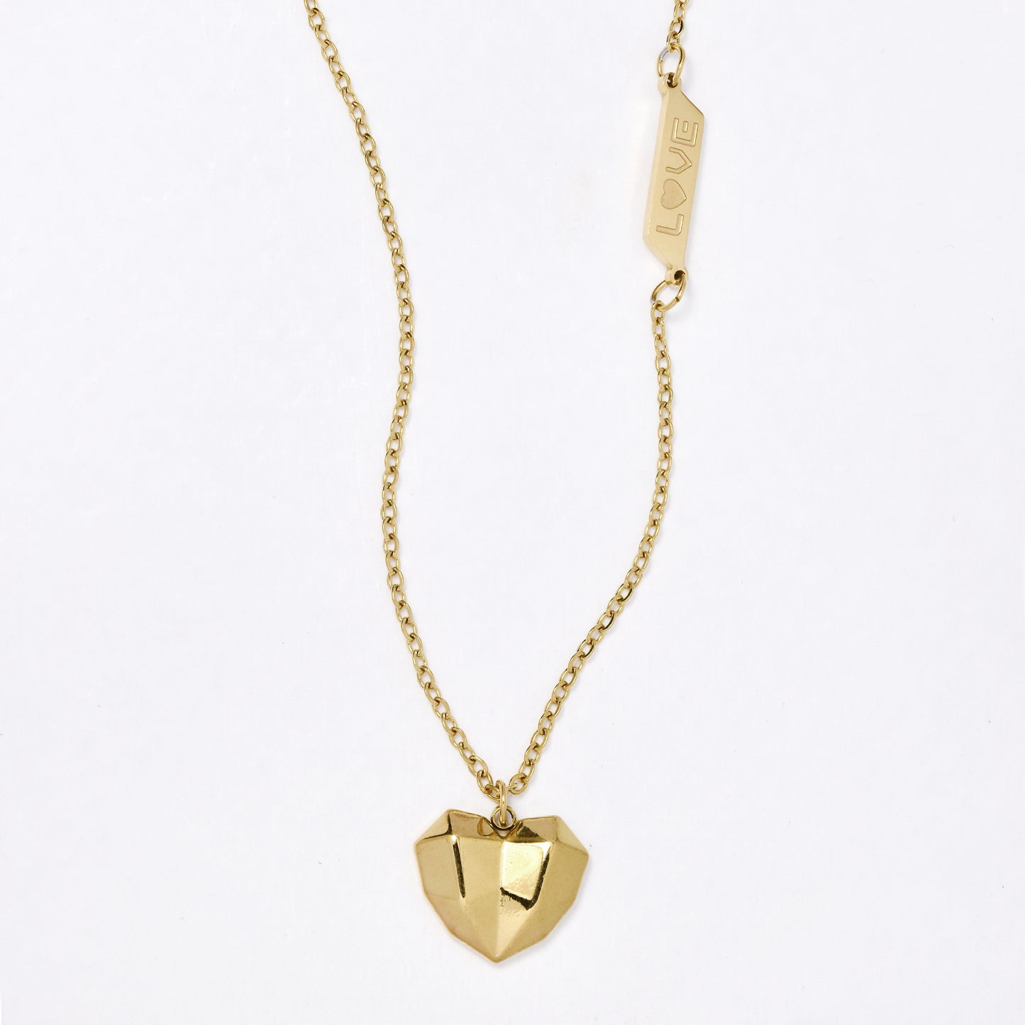 SSYN6909 - Steel heart with love disk necklace