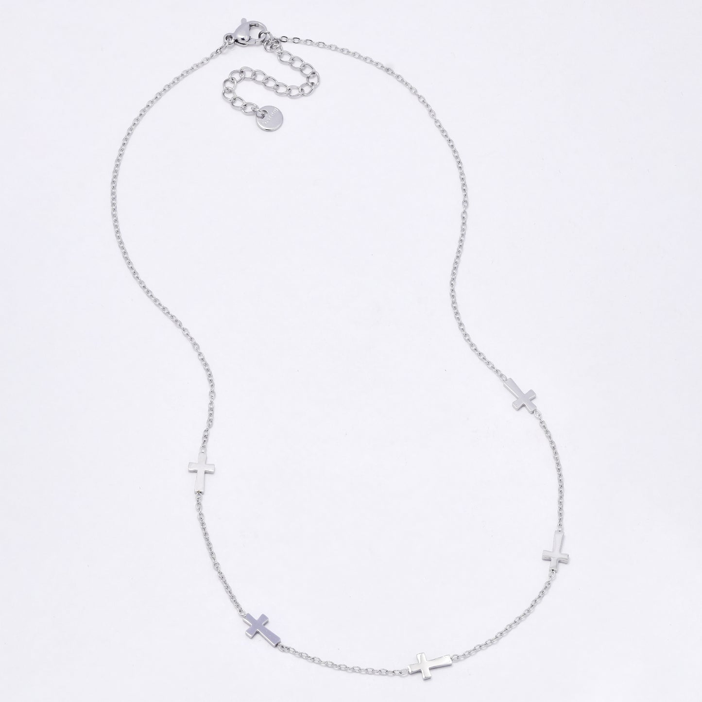 SSYN7108 - Steel 41cm + 5cm multi cross necklace