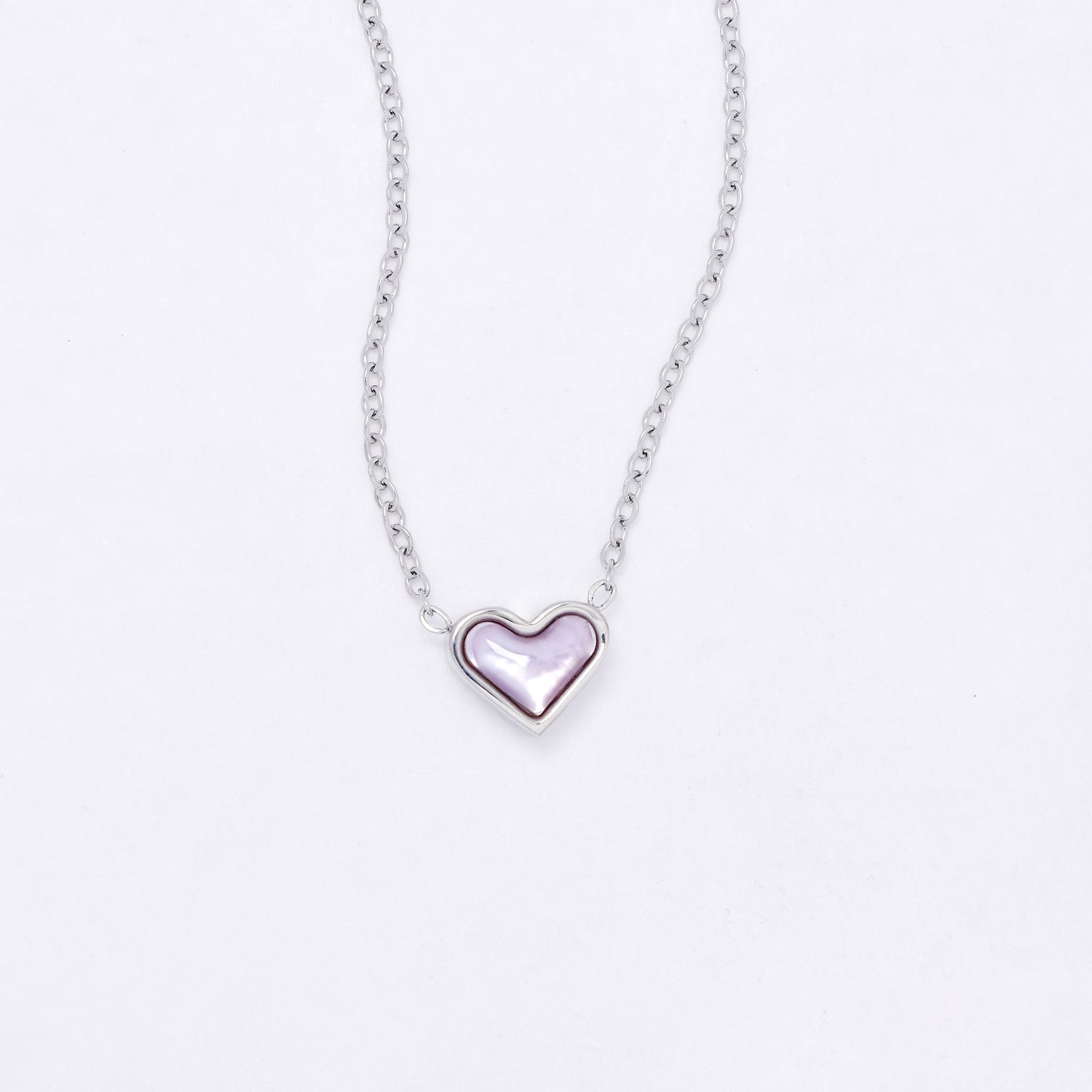 SSYN7116 - Steel 42cm + 5cm resin heart necklace