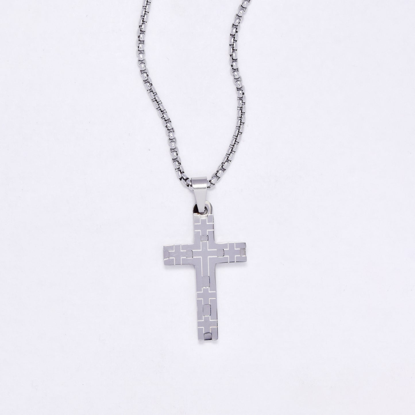 SSYN7152 - Steel 55cm x 2mm cross necklace